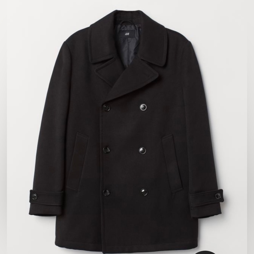 H&M Men’s Black Pea Coat size 38R